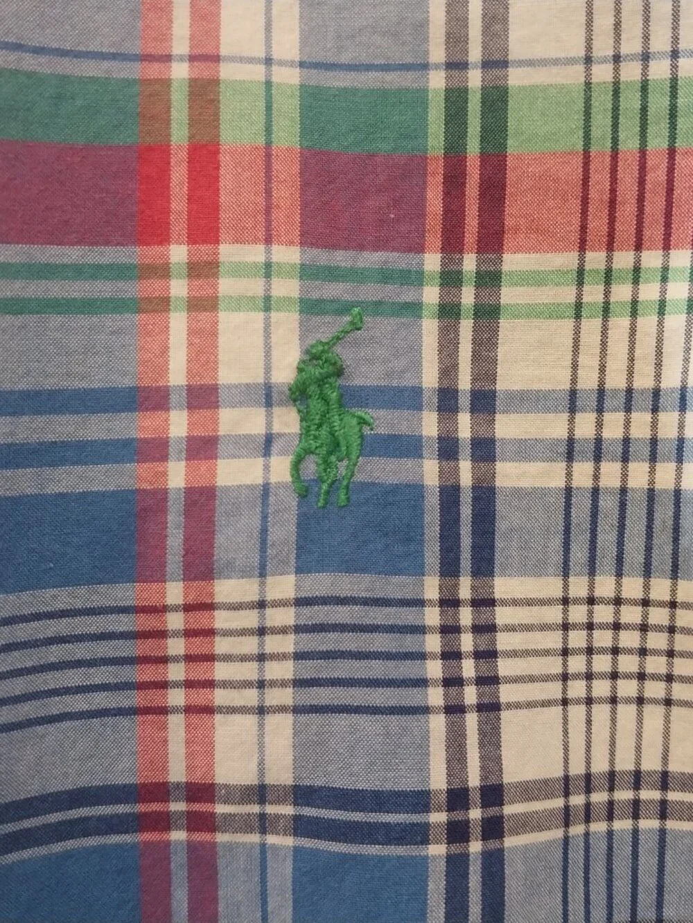 Ralph Lauren Button Up Shirt Boy 10-12 M Short Sleeve Blue Green Pink Plaid Pony